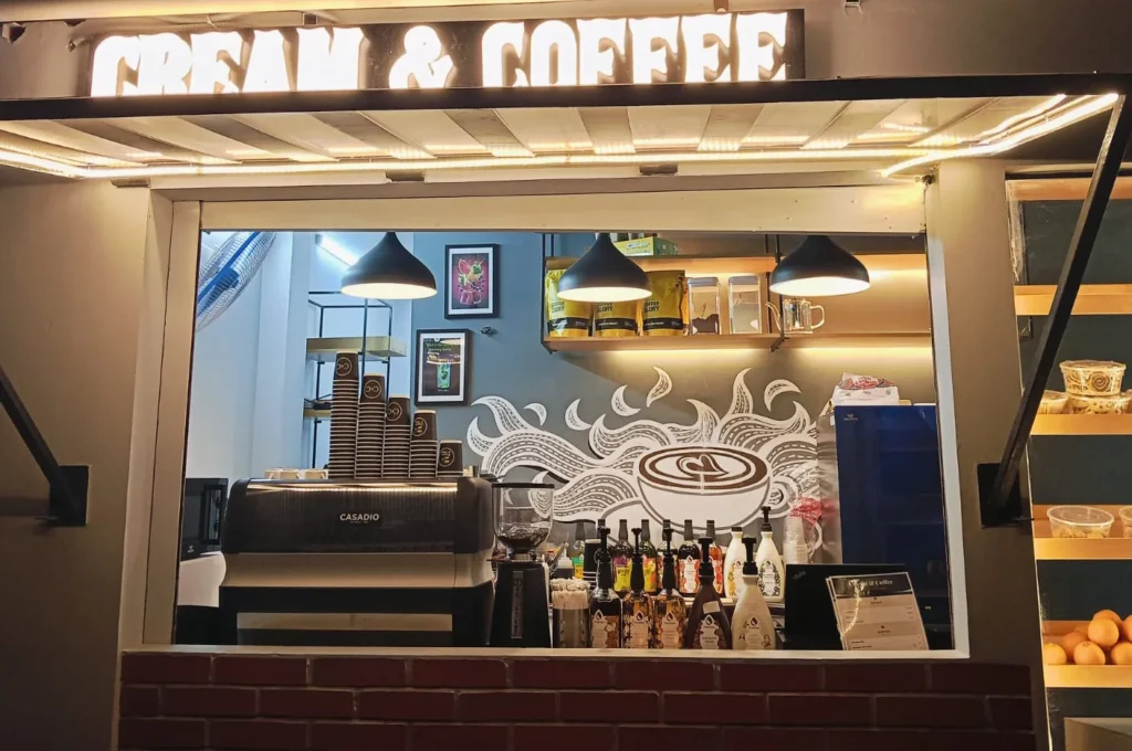 Machine set up at a cafe in Uttara